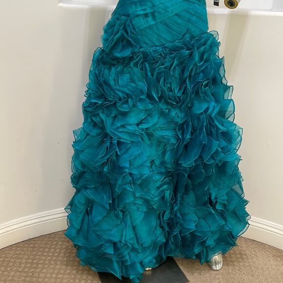 BICICI & COTY Strapless Teal Gown Rhinestones accent Size S Special Occasion NWT - Picture 6 of 15